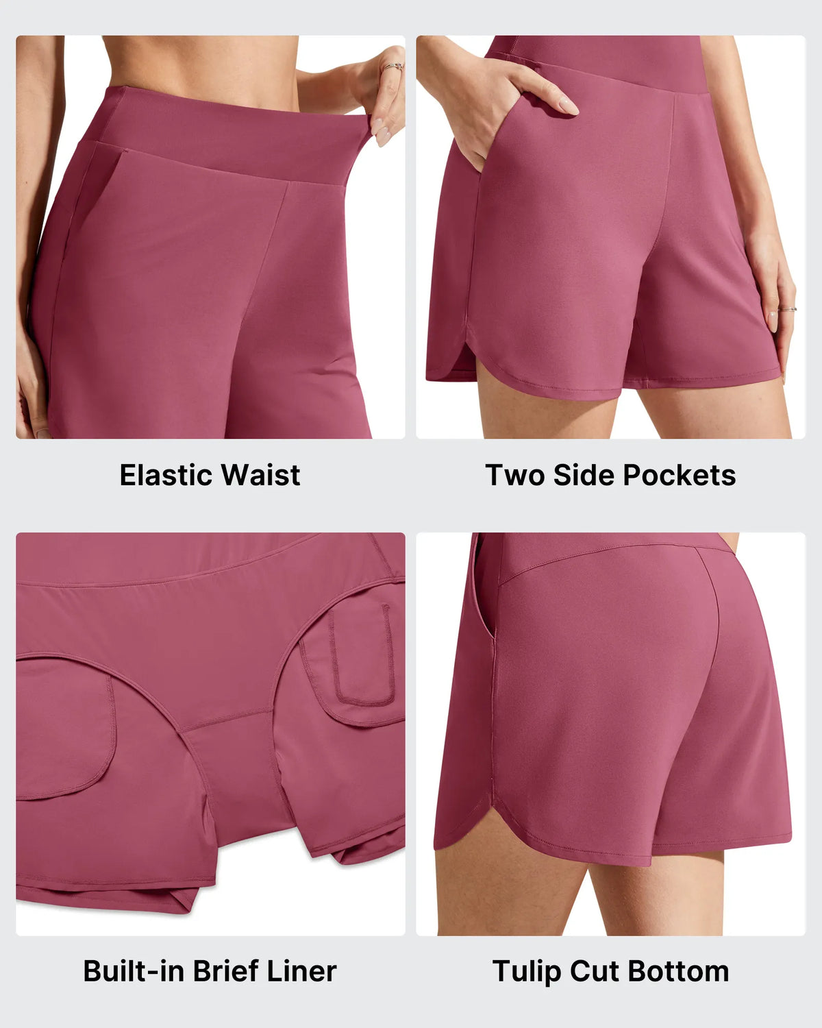Chillwhisp Built-in Brief Liner High Waist Athletic Shorts