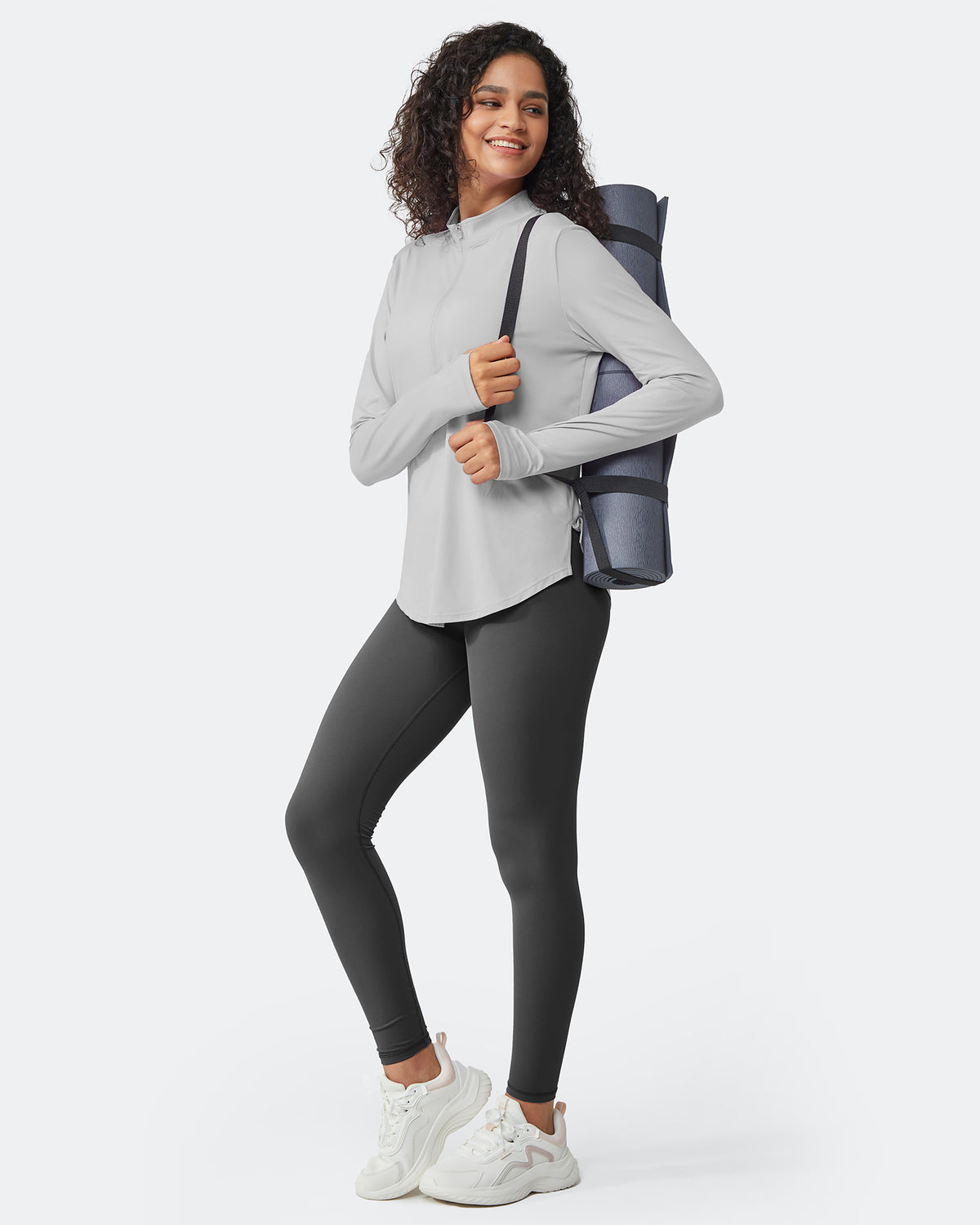 Quick Dry High Neck Sun Half Zip Workout Tops - G4Free