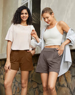 EverGoing High-Waist Belted Pleated Casual Dressy Shorts - G4Free
