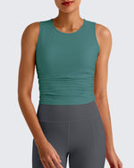 Lightbreeze Side Ruched Sleeveless Workout Tops - G4Free