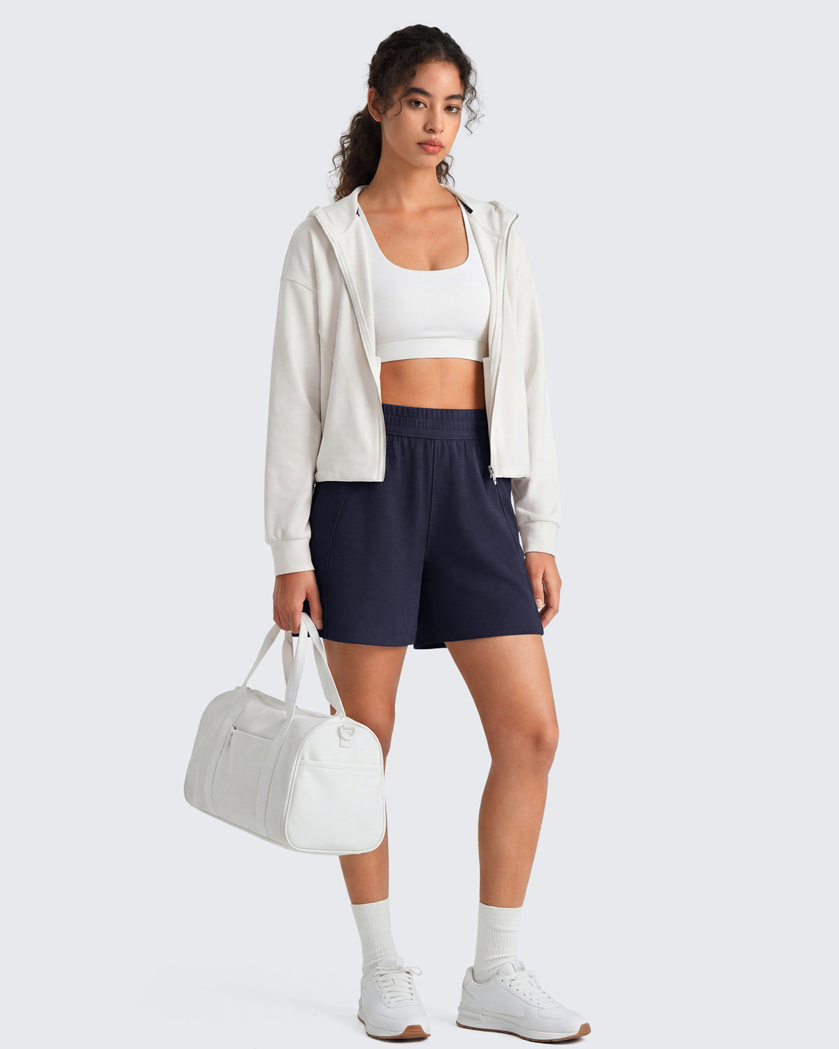 G4Free Waffle Knit 4'' High Waisted Shorts with Pockets