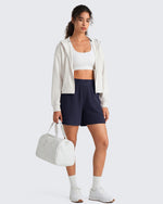 G4Free Waffle Knit 4'' High Waisted Shorts with Pockets