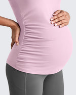 Square Neck Ruched Pregnancy Workout Tanks - G4Free