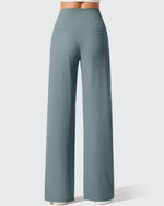 Ribbed Knit High Waist Wide Leg Yoga Pants