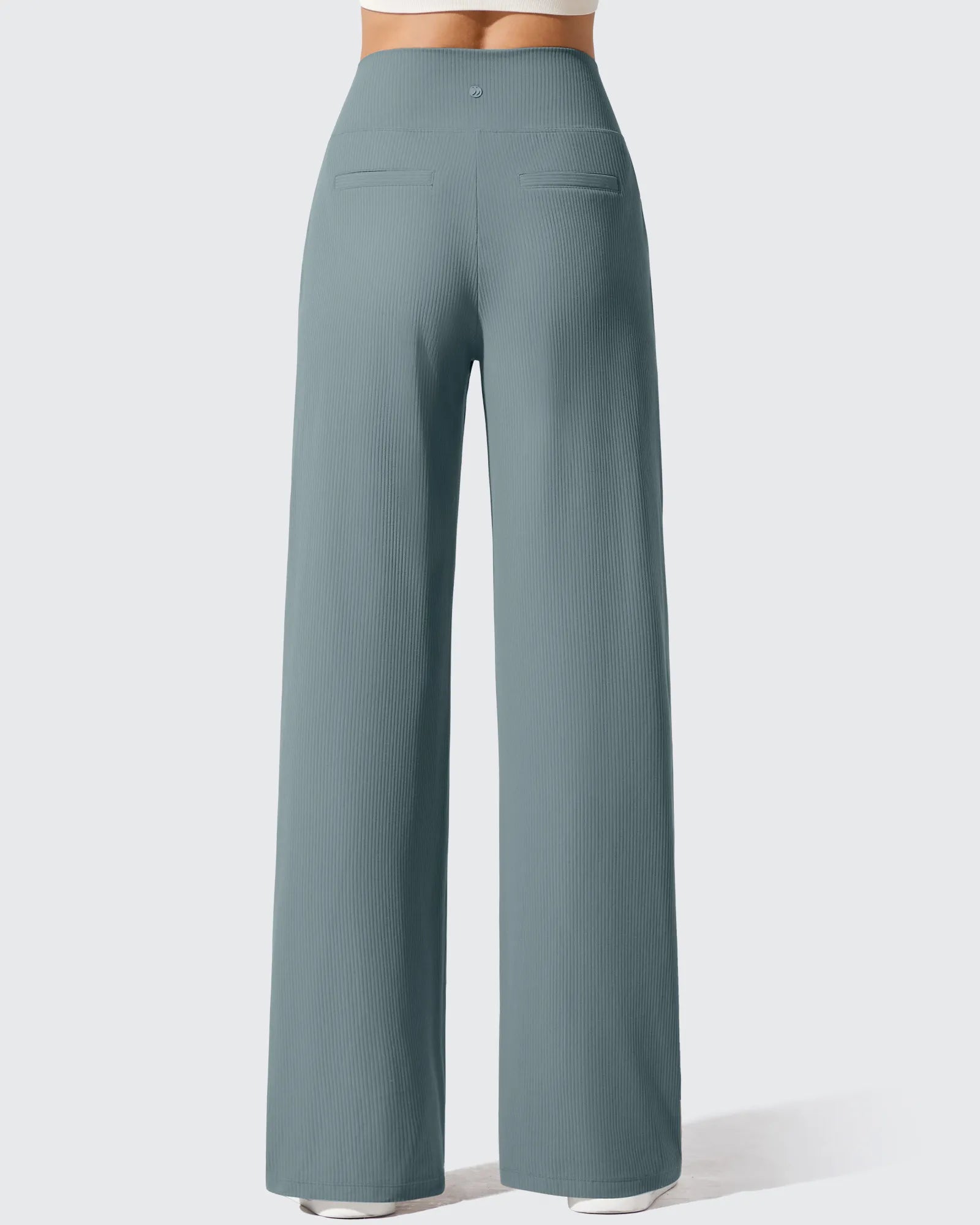 Ribbed Knit High Waist Wide Leg Yoga Pants