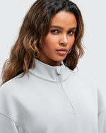 Smoofit Half-Zip White Piping Mock Neck Pullover Sweatshirts
