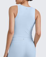 G4Free Activewear BareFeel Half Zip Cropped Workout Tank Tops
