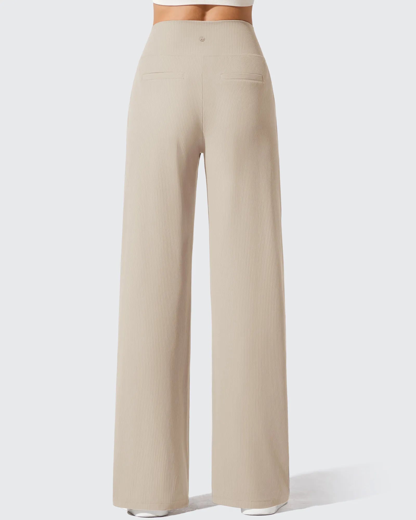 Ribbed Knit High Waist Wide Leg Yoga Pants