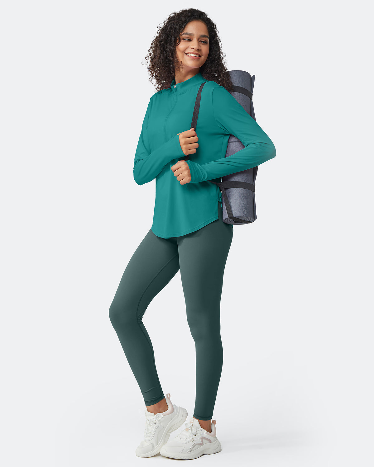 Quick Dry High Neck Sun Half Zip Workout Tops - G4Free