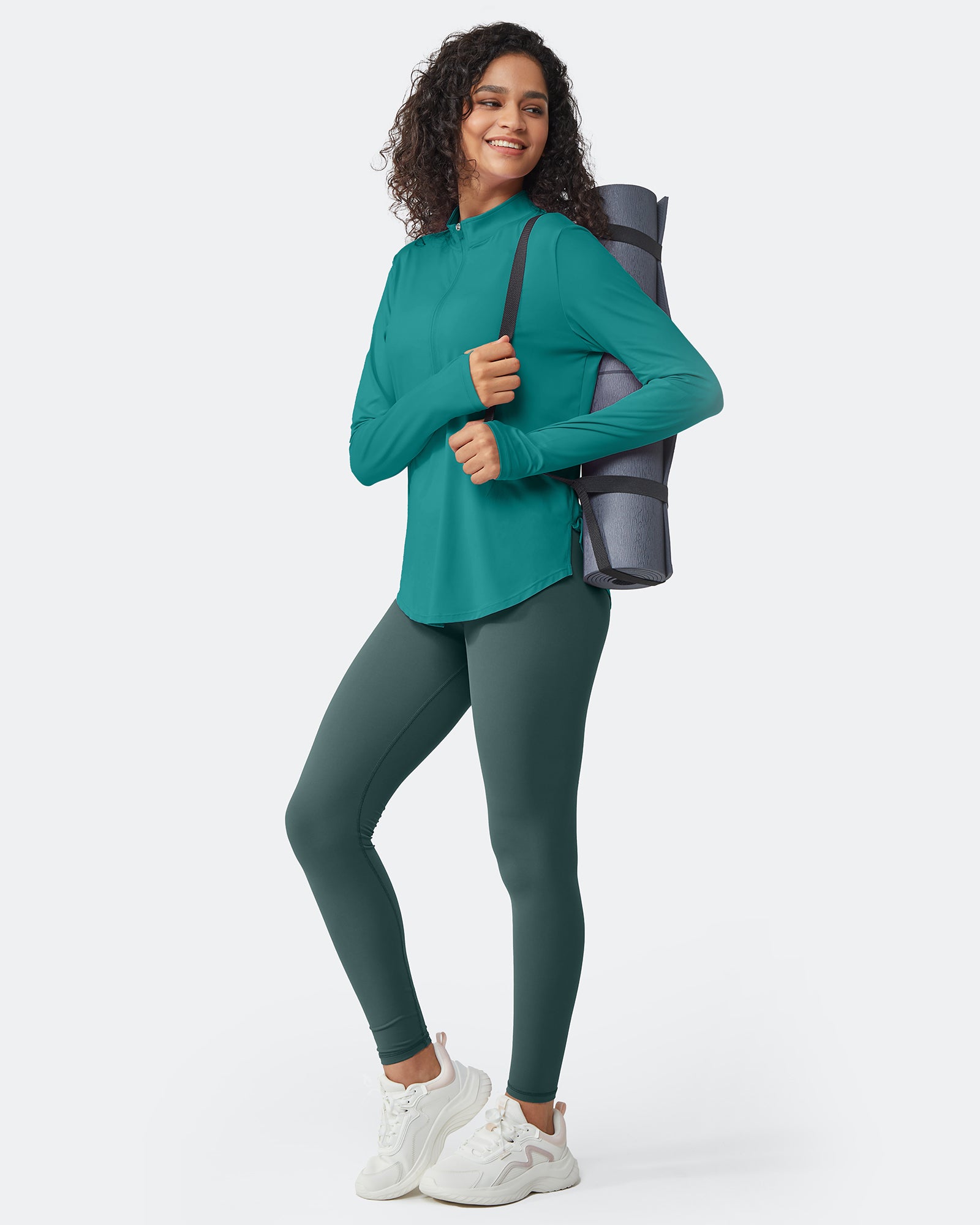 Quick Dry High Neck Sun Half Zip Workout Tops - G4Free