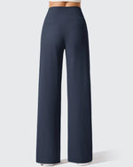 Ribbed Knit High Waist Wide Leg Yoga Pants