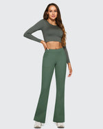 Fleece Lined High-Waist Flare Work Pants - G4Free