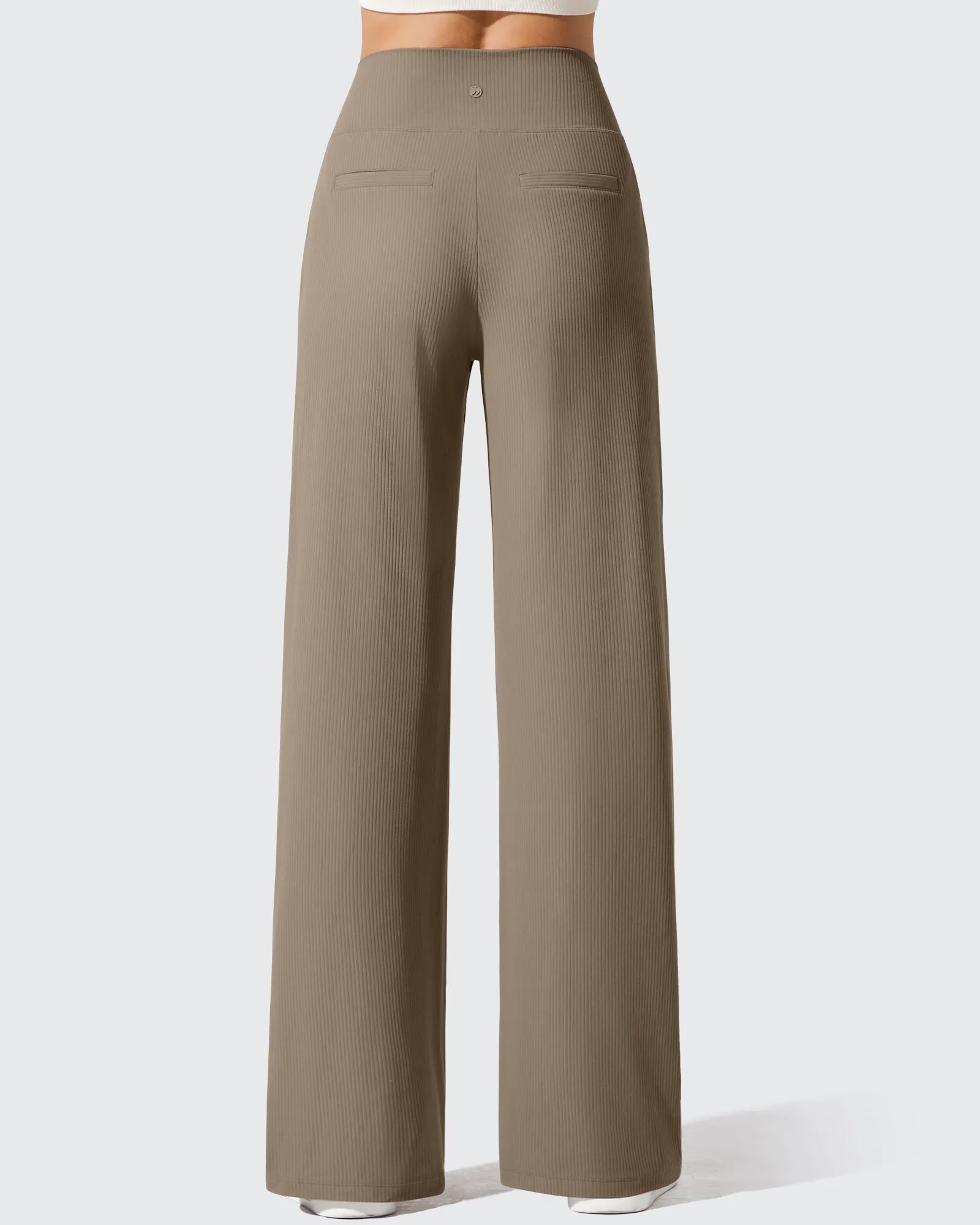 Ribbed Knit High Waist Wide Leg Yoga Pants