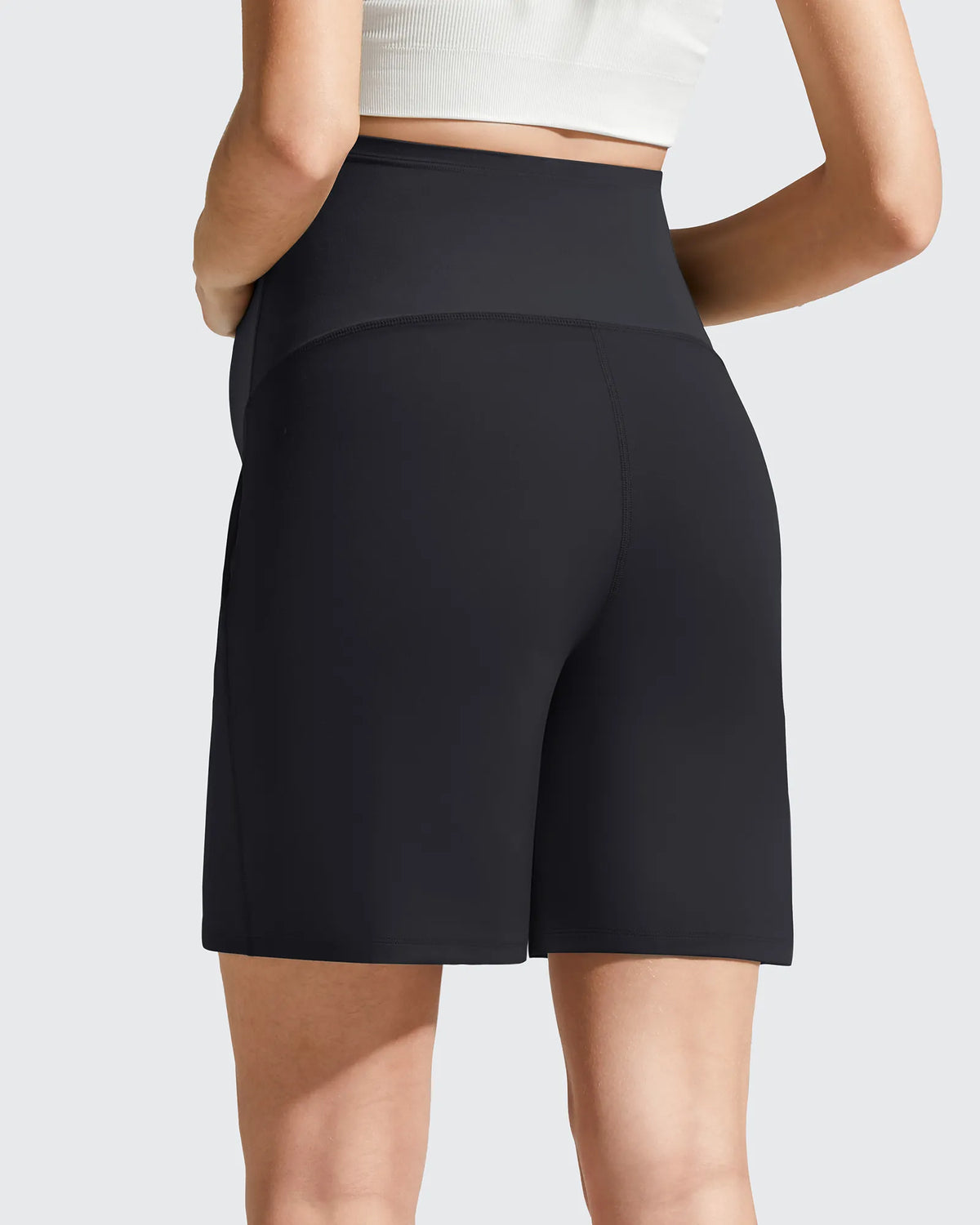Evergoing Front Pleats Pockets Maternity Shorts
