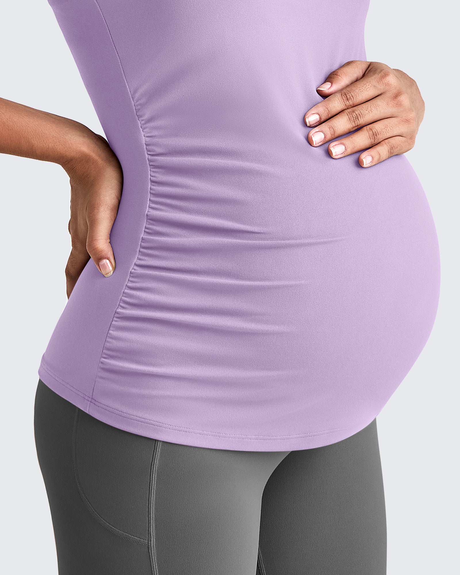 Square Neck Ruched Pregnancy Workout Tanks - G4Free