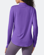 Quick Dry High Neck Sun Half Zip Workout Tops - G4Free