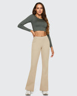 Fleece Lined High-Waist Flare Work Pants - G4Free