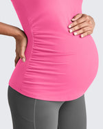 Square Neck Ruched Pregnancy Workout Tanks - G4Free