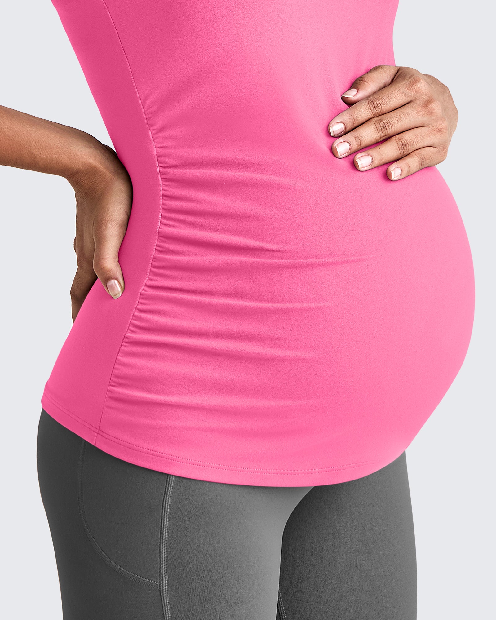 Square Neck Ruched Pregnancy Workout Tanks - G4Free