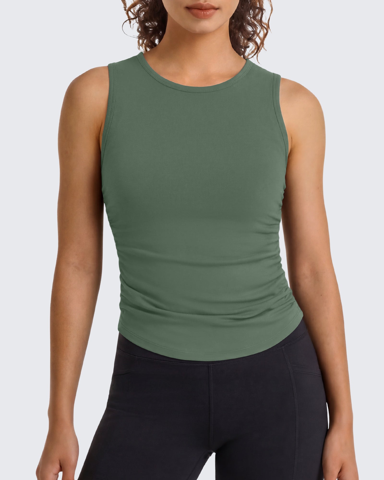 Camiseta sin mangas de yoga G4Free BareFeel con cuello alto fruncido