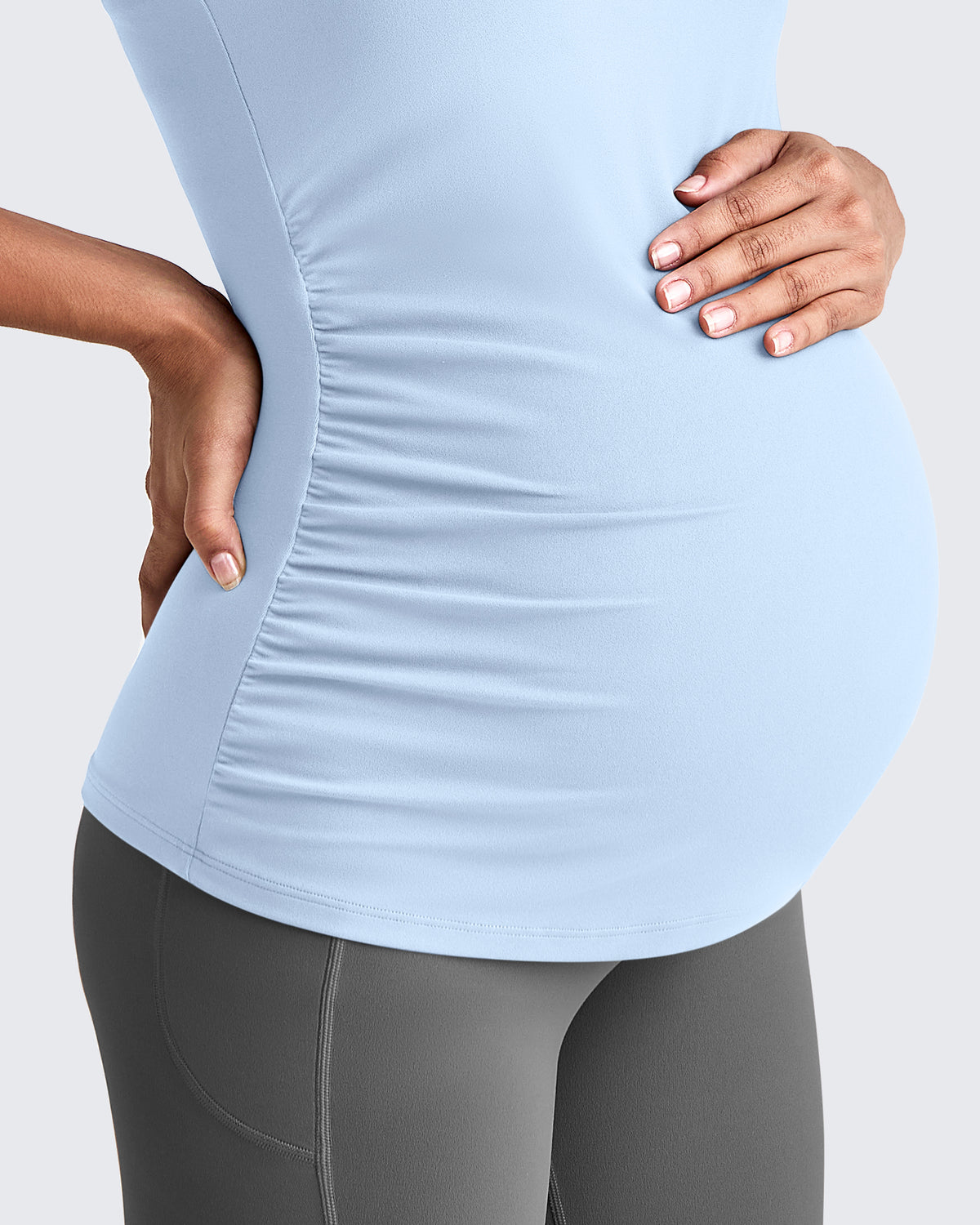 Square Neck Ruched Pregnancy Workout Tanks - G4Free