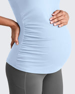 Square Neck Ruched Pregnancy Workout Tanks - G4Free