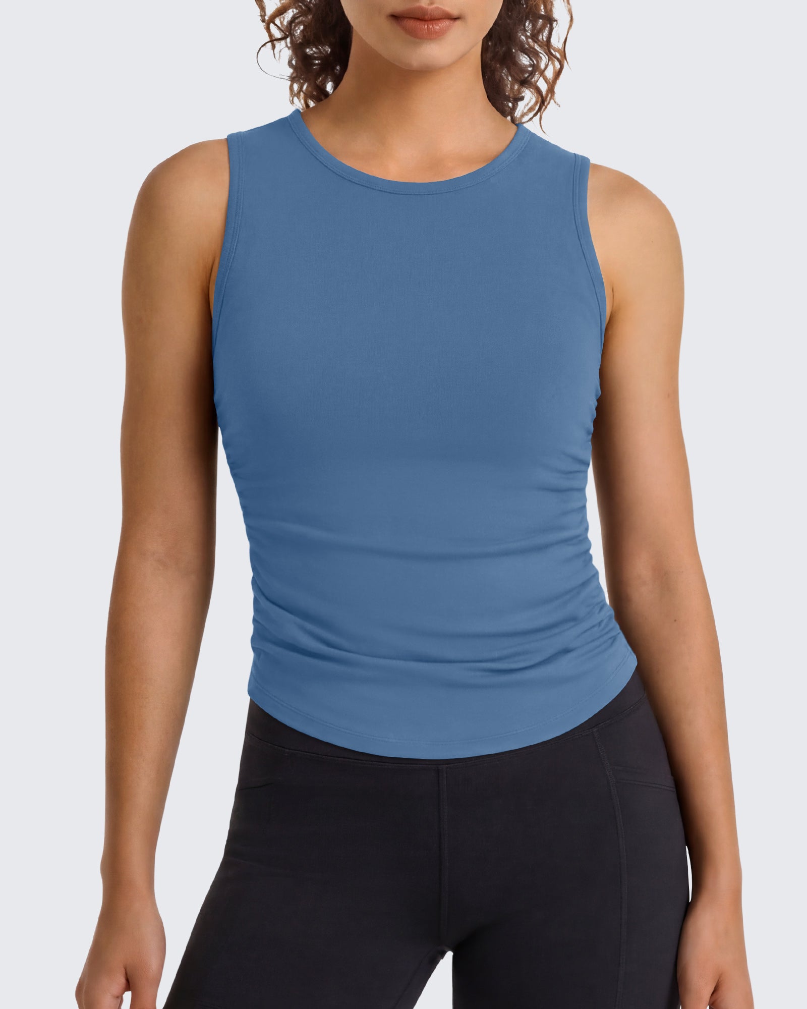 Camiseta sin mangas de yoga G4Free BareFeel con cuello alto fruncido