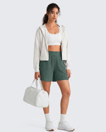 G4Free Waffle Knit 4'' High Waisted Shorts with Pockets