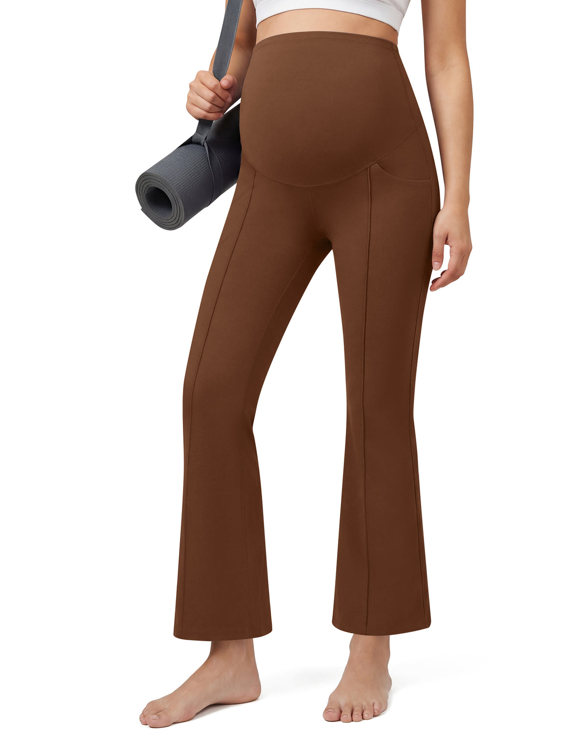 G4Free EverGoing Maternity Flare Leggings with Pockets – Over the Belly 25''
