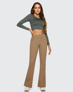 Fleece Lined High-Waist Flare Work Pants - G4Free