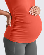 Square Neck Ruched Pregnancy Workout Tanks - G4Free