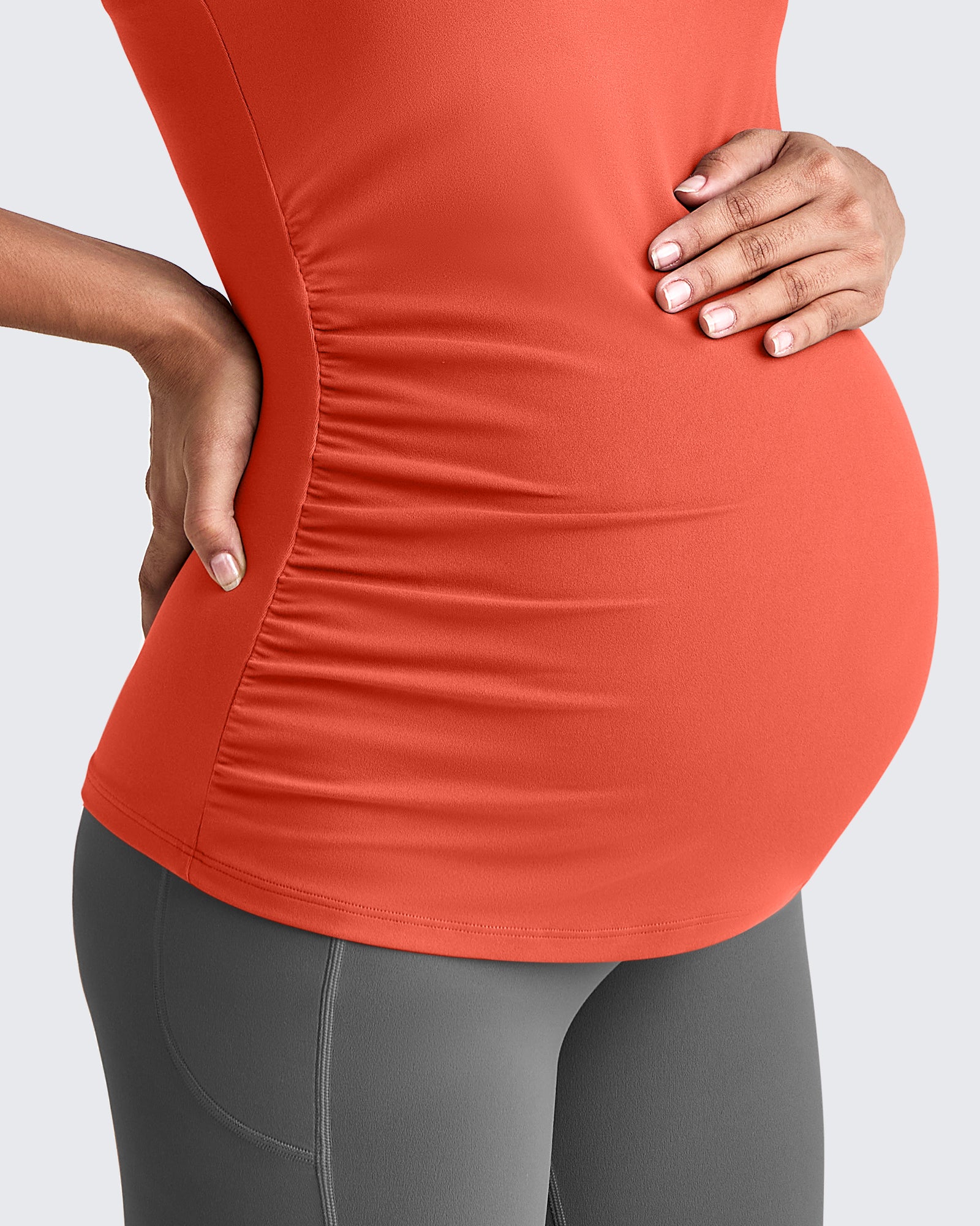 Square Neck Ruched Pregnancy Workout Tanks - G4Free
