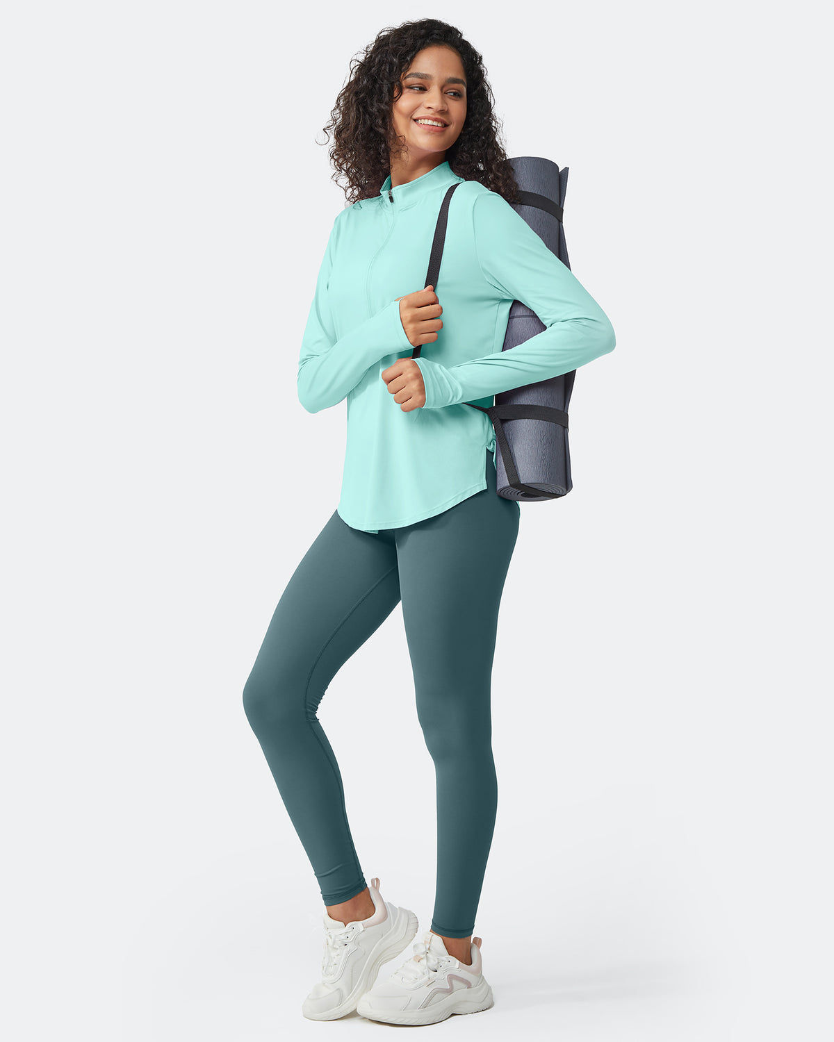 Quick Dry High Neck Sun Half Zip Workout Tops - G4Free