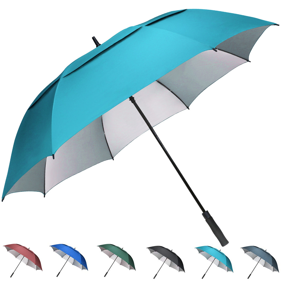 G4Free 54/62/68 Inch UV Protection Auto Open Double Canopy Sun Rain Umbrella - G4Free