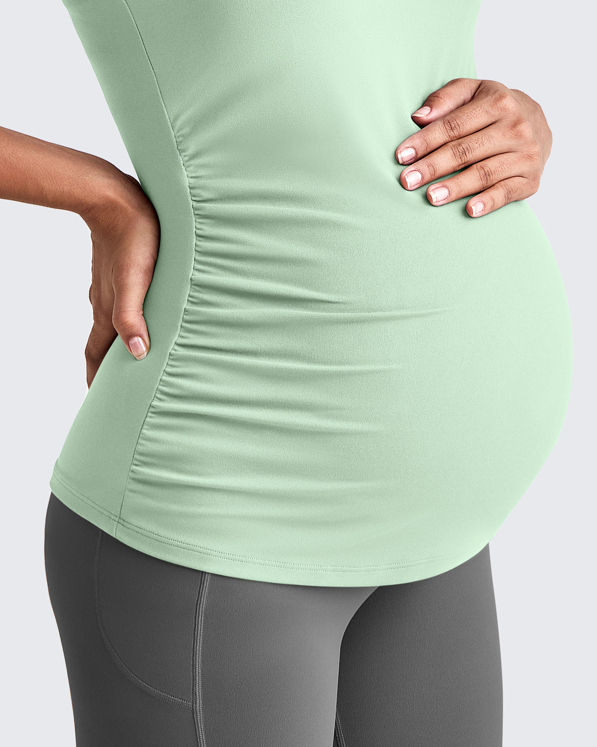 Square Neck Ruched Pregnancy Workout Tanks - G4Free