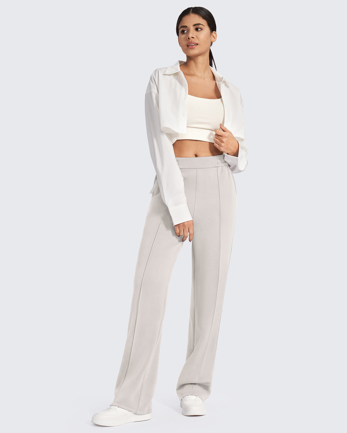 Smoofit Loose High-Rise Elastic Dressy Pants Tall - G4Free