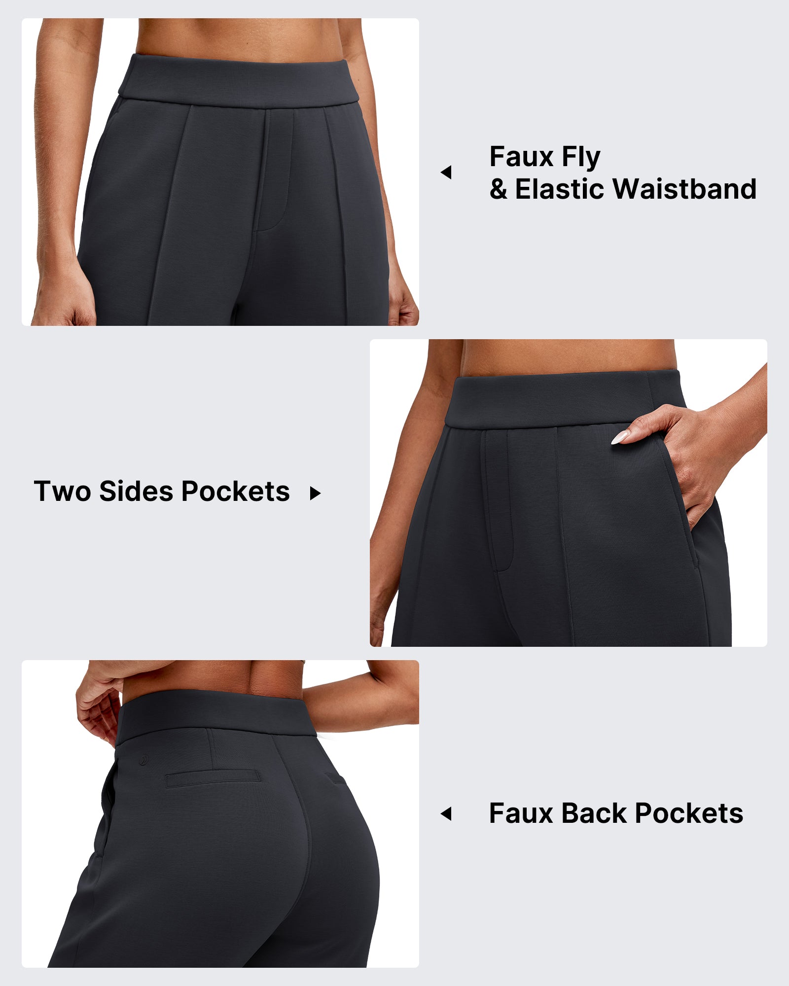 Smoofit Straight Leg Elastic High Waist Dress Pants