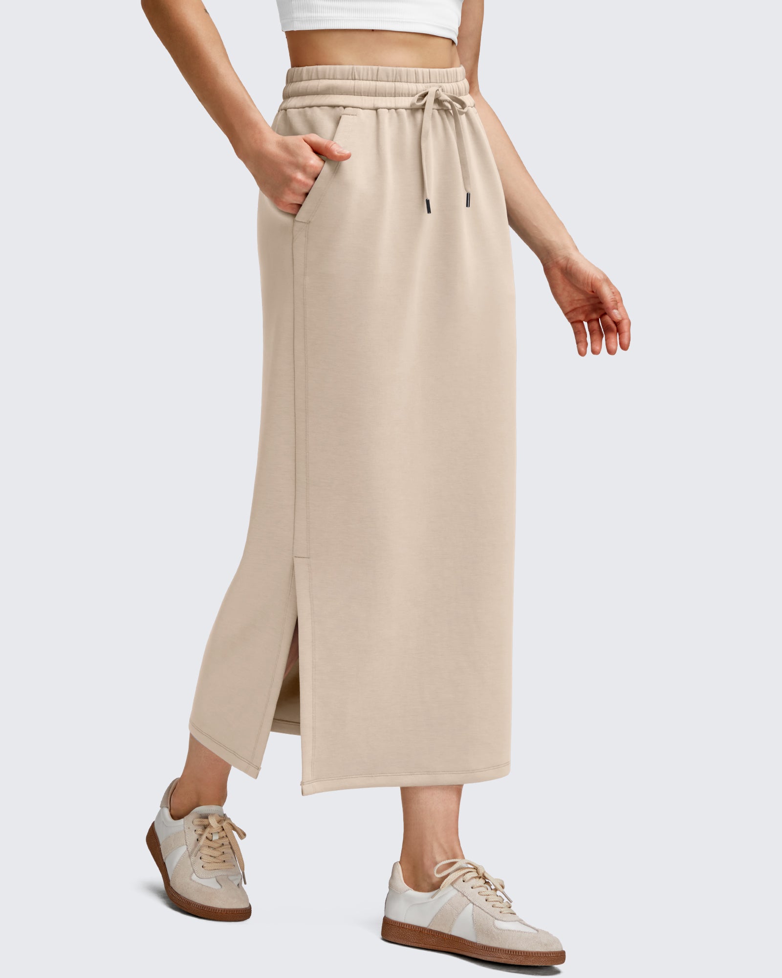 Smoofit Side Slits Drawstring Long Skirts - G4Free