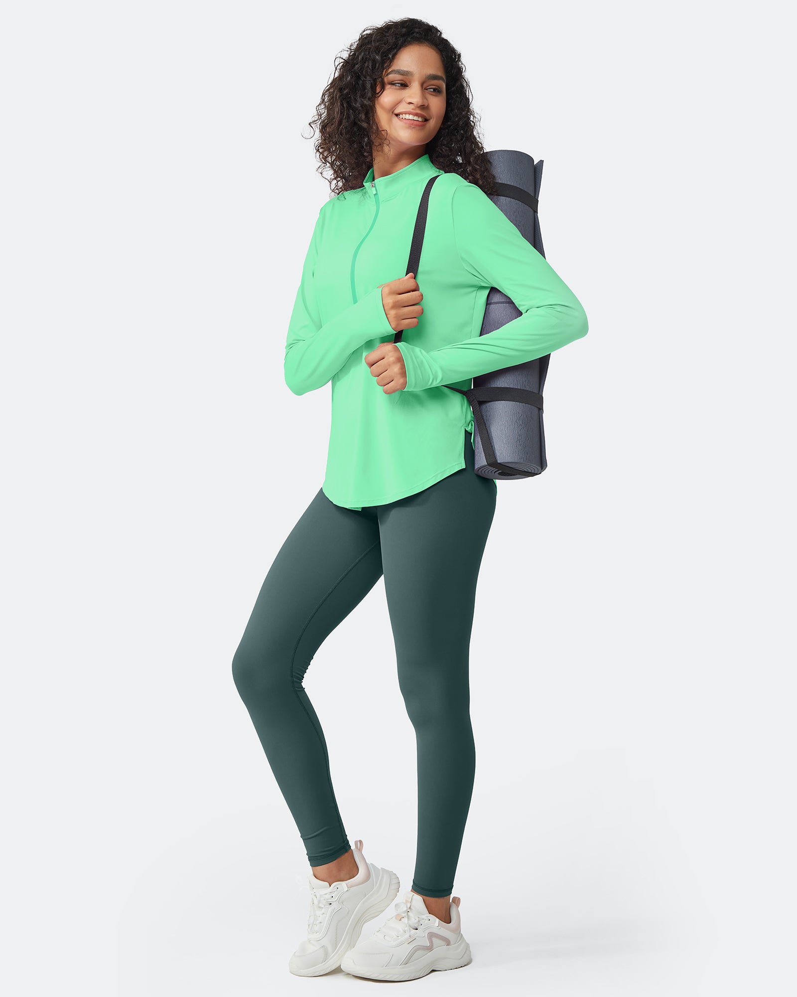Quick Dry High Neck Sun Half Zip Workout Tops - G4Free
