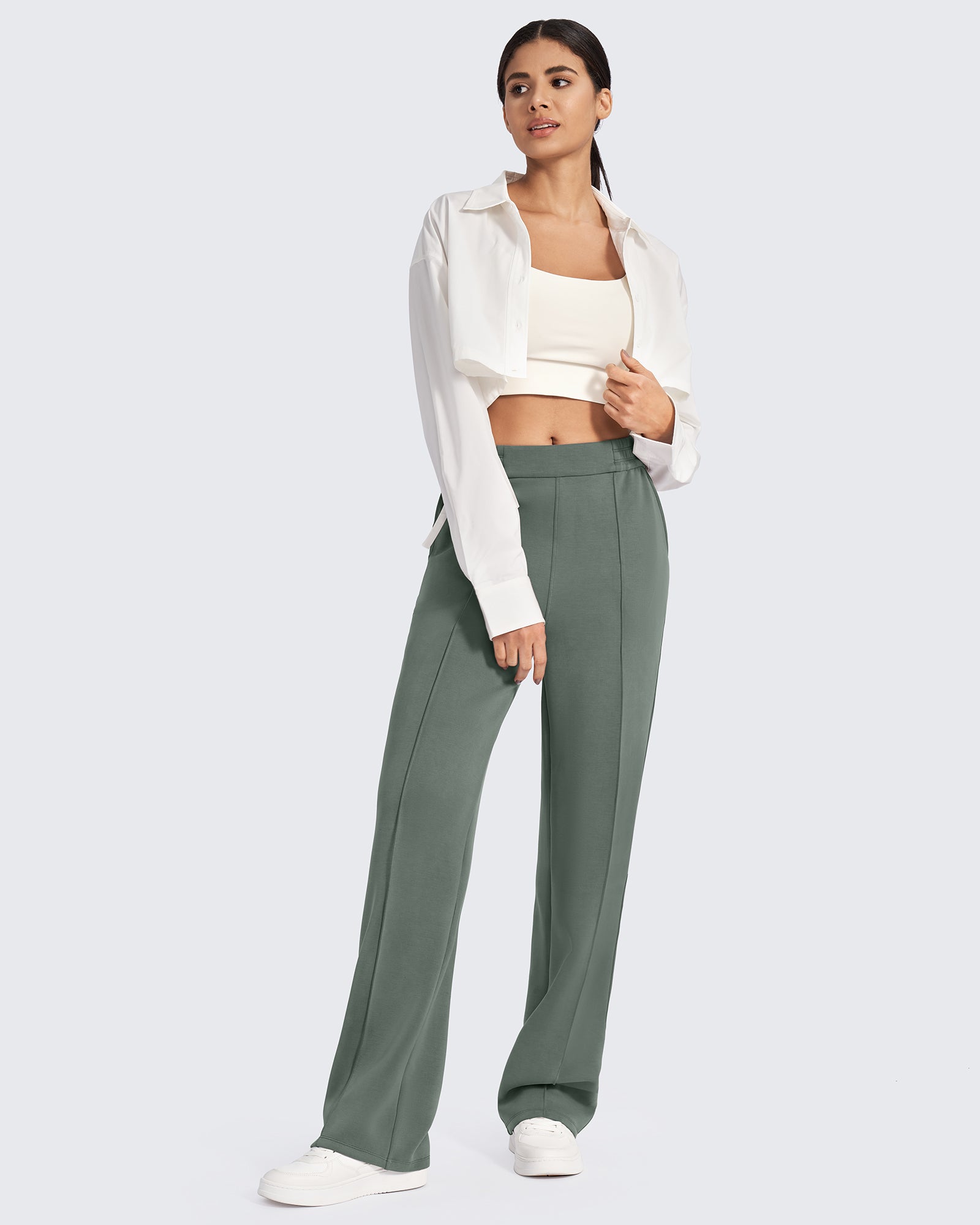 Smoofit Loose High-Rise Elastic Dressy Pants Tall - G4Free