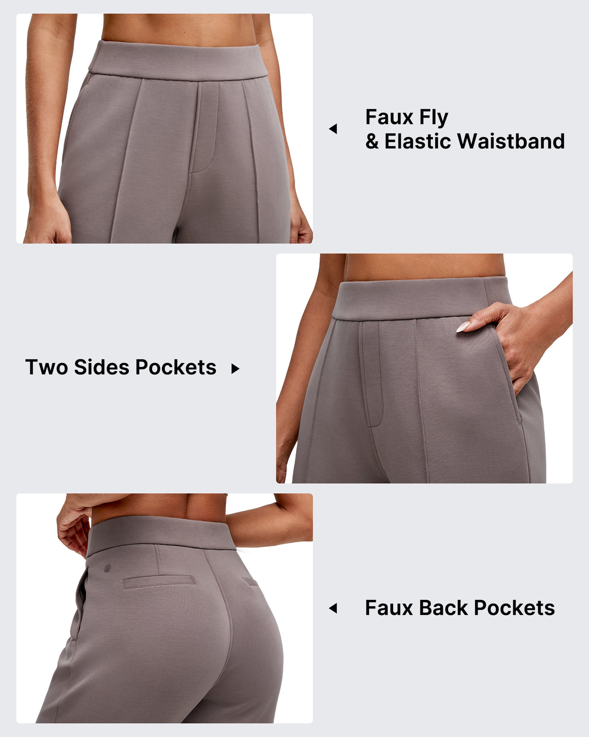 Smoofit Straight Leg Elastic High Waist Dress Pants