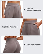 Smoofit Straight Leg Elastic High Waist Dress Pants