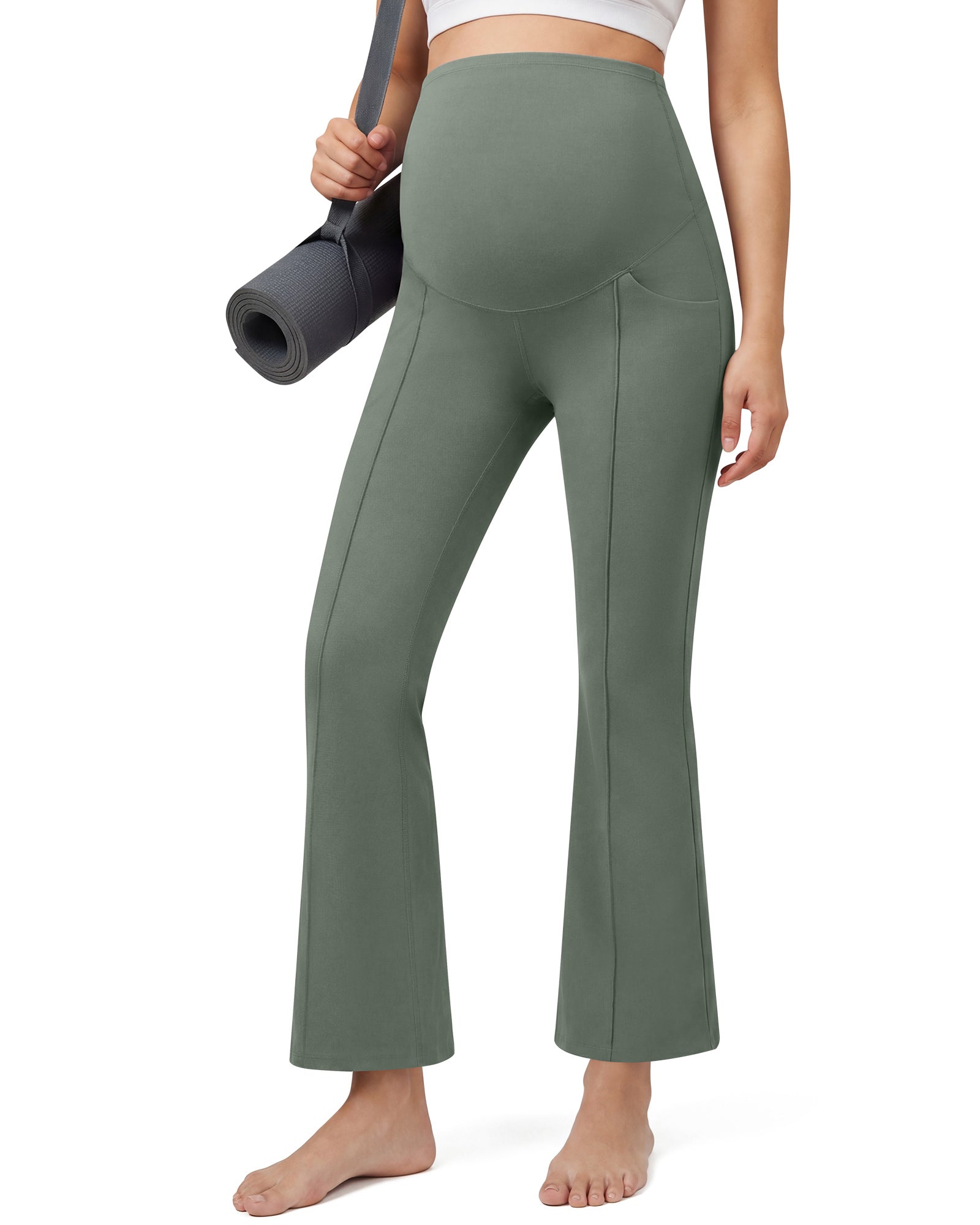G4Free EverGoing Maternity Flare Leggings with Pockets – Over the Belly 25''