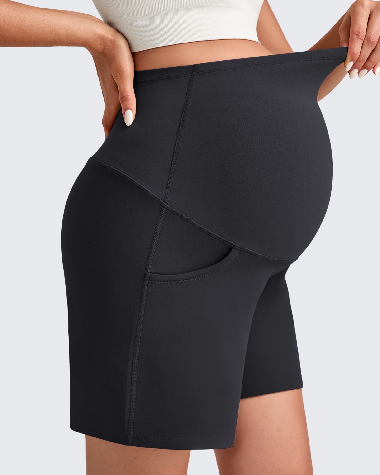 Over The Belly Pregnancy Athletic Shorts 6'' - G4Free