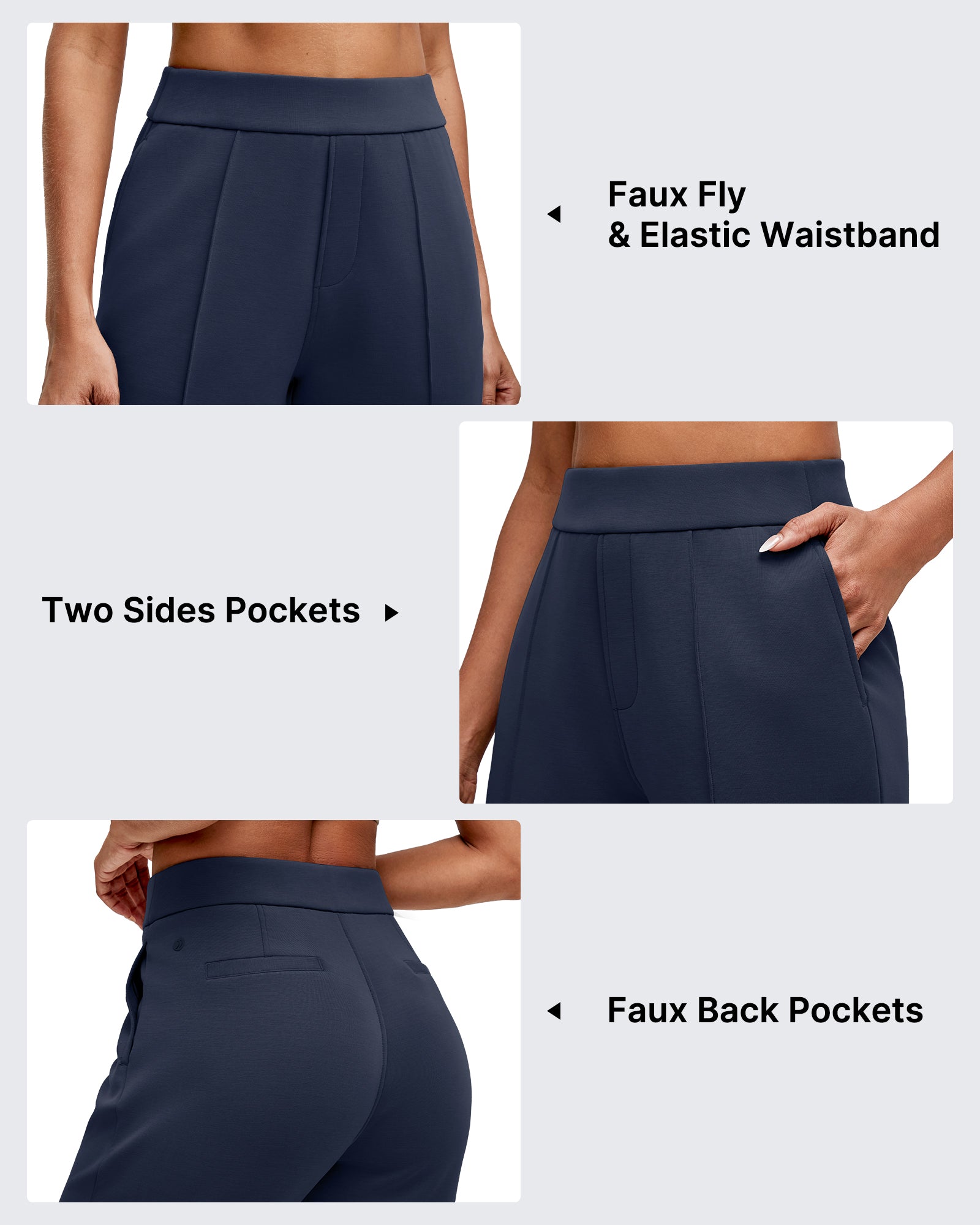 Smoofit Straight Leg Elastic High Waist Dress Pants