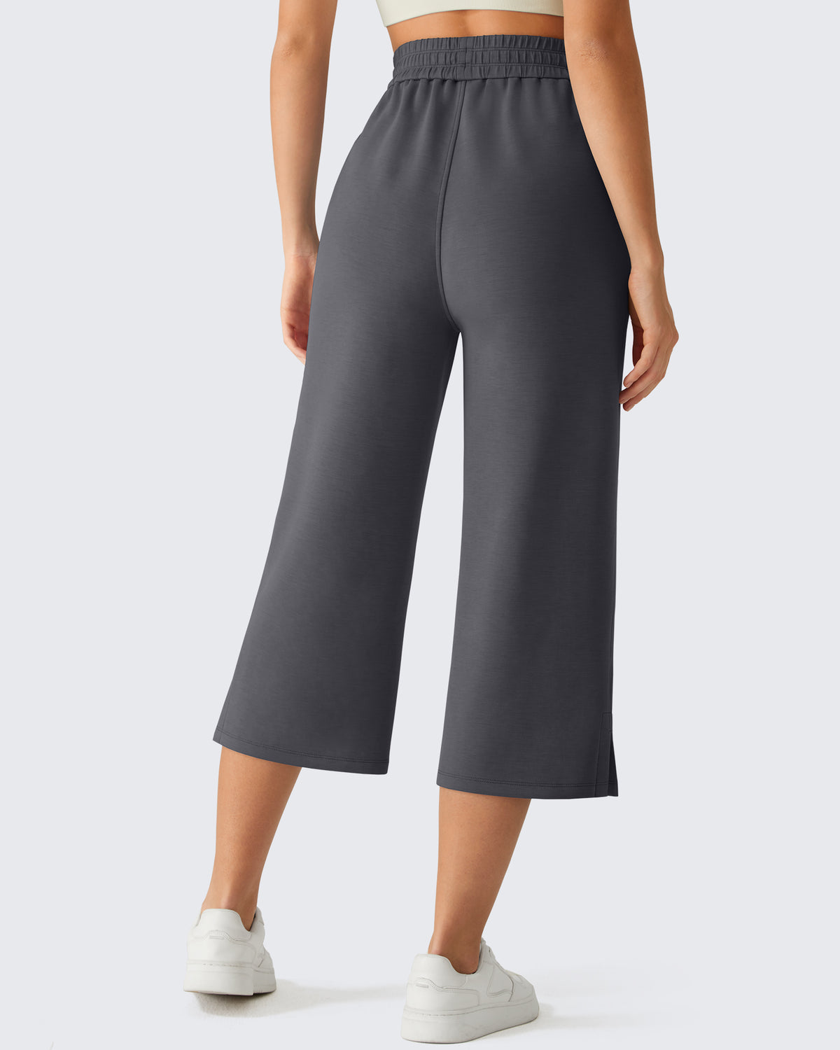G4Free Smoofit Drawstring Wide Leg Capri Pants with Pockets