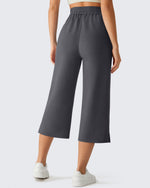 G4Free Smoofit Drawstring Wide Leg Capri Pants with Pockets