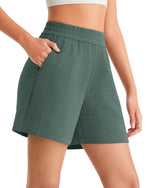 G4Free Waffle Knit 4'' High Waisted Shorts with Pockets