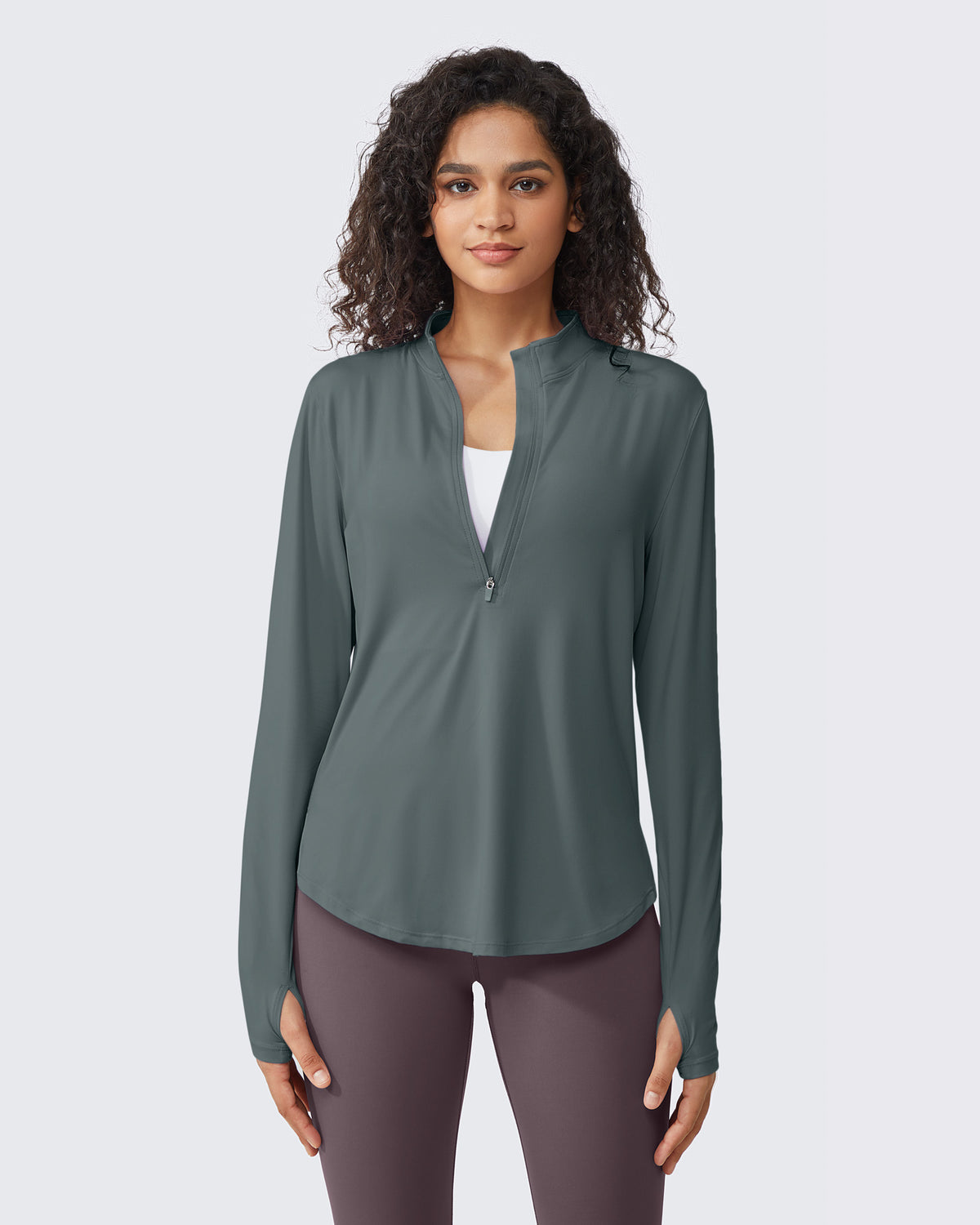 Quick Dry High Neck Sun Half Zip Tops - G4Free