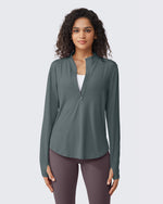 Quick Dry High Neck Sun Half Zip Tops - G4Free